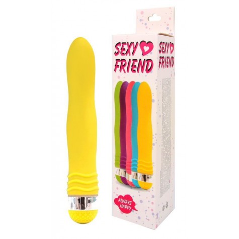 Желтый эргономичный вибратор Sexy Friend - 17,5 см.