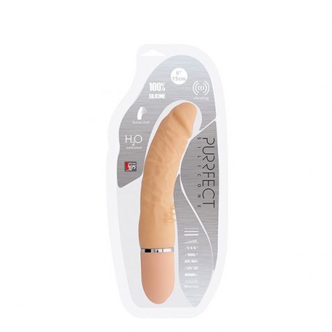 Телесный вибратор-реалистик PURRFECT SILICONE BENDABLE 10FUNCTIONS с шипиками - 15 см.