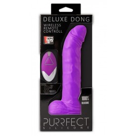 Фиолетовый вибратор на присоске PURRFECT SILICONE DELUXE REMOTE VIBE 8IN - 20 см.